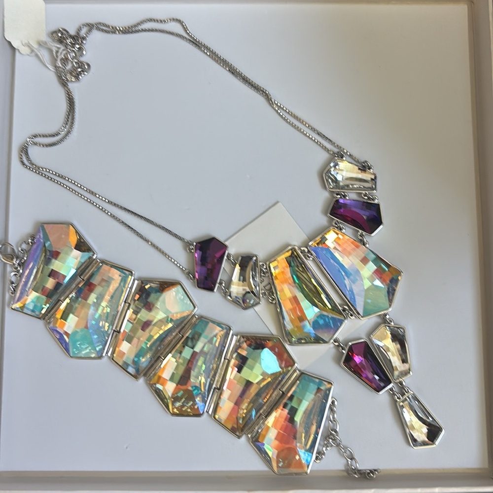 Authentic Swarovski Multicolor Statement Necklace… - image 3